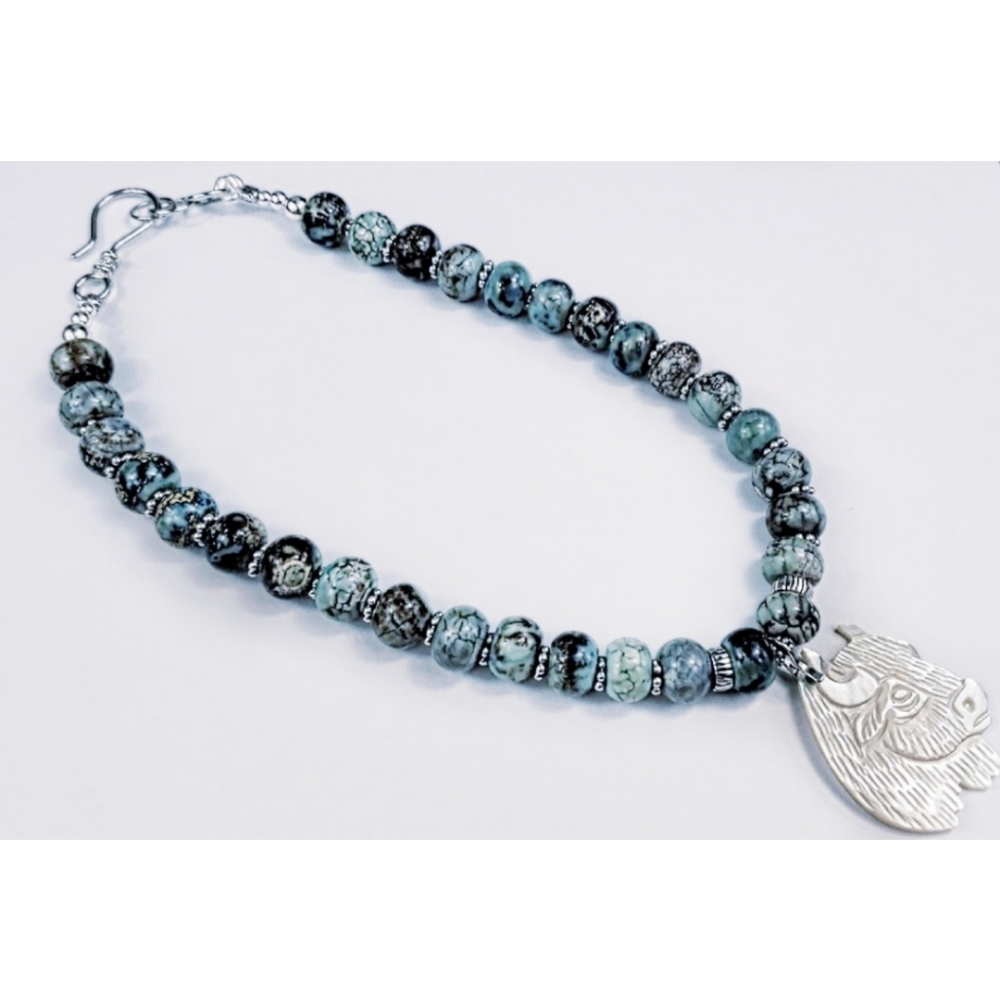 SOLD *Mother of Pearl Southwest Turquoise Necklace - Picture 6 of 6